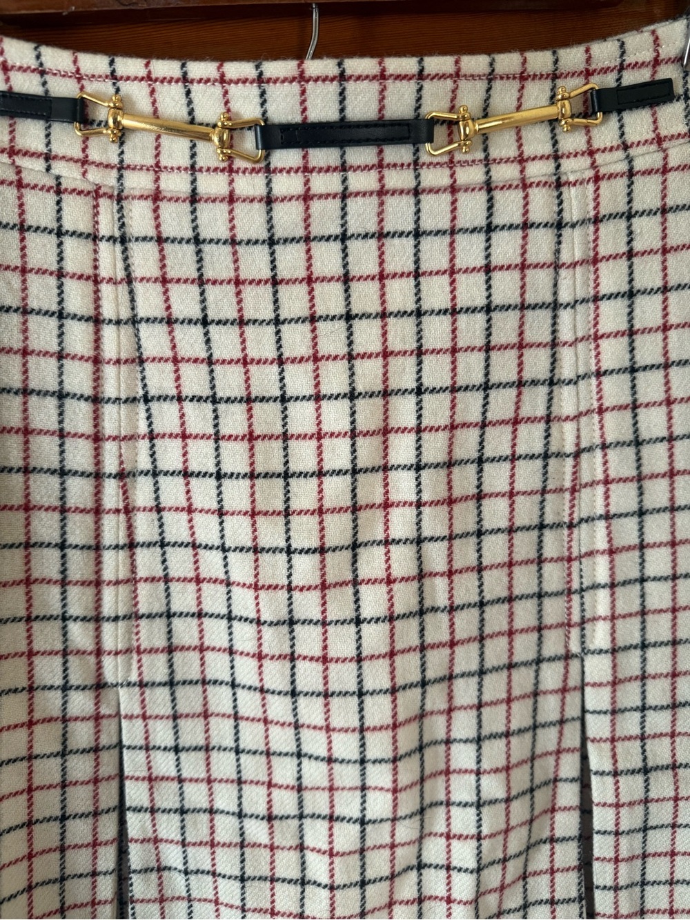 Brooks Brothers Lambswool Plaid Pencil Skirt with Gold Hardware